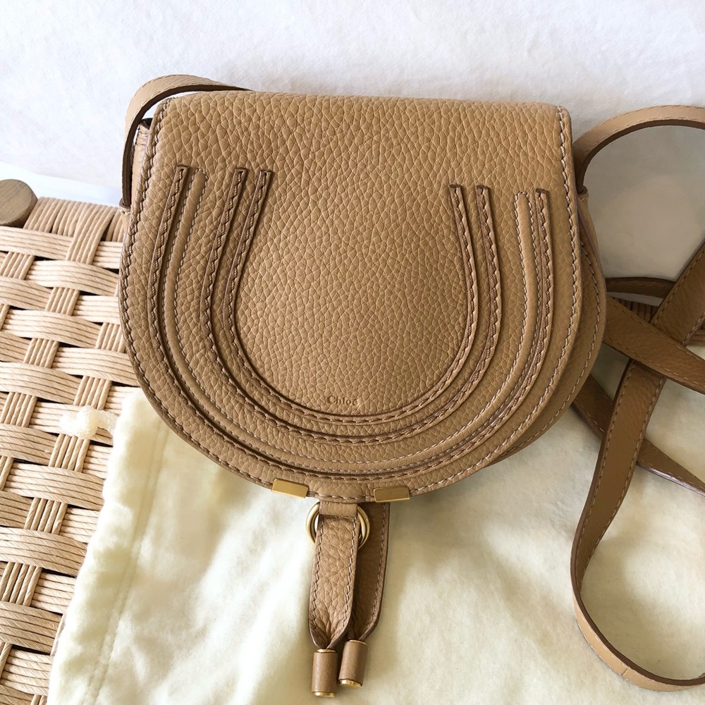 Chloe Marcie Small Saddle Bag Tan